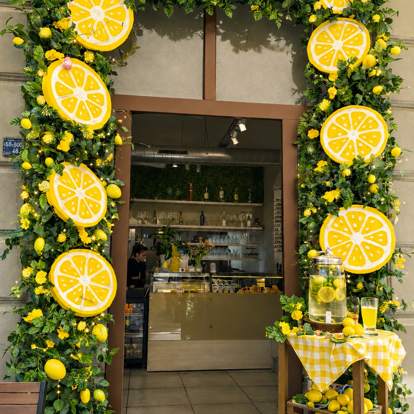 Vstup do Bistro Sugar zdobený citrony a domácí limonádou
