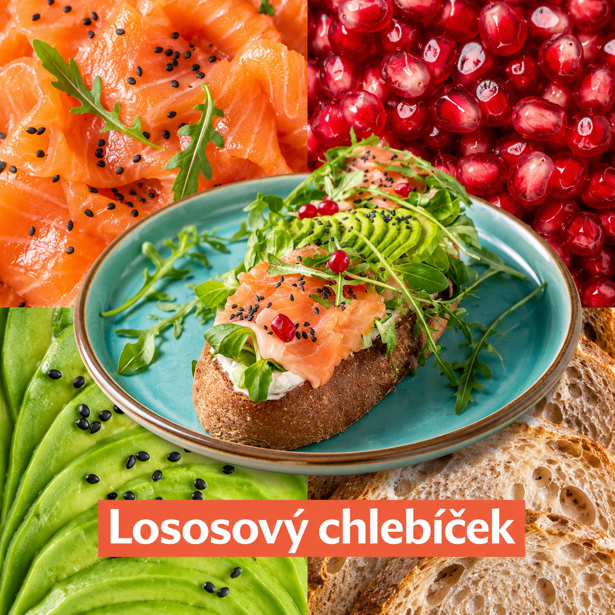 Snídaně v Bistro Sugar — toast s lososem, avokádem a rukolou